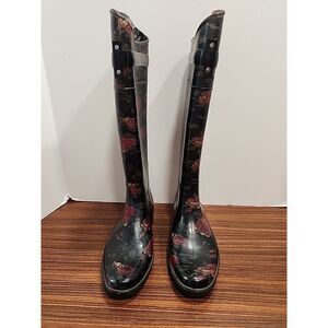 Lauren Ralph Lauren Black Floral Rain Boots